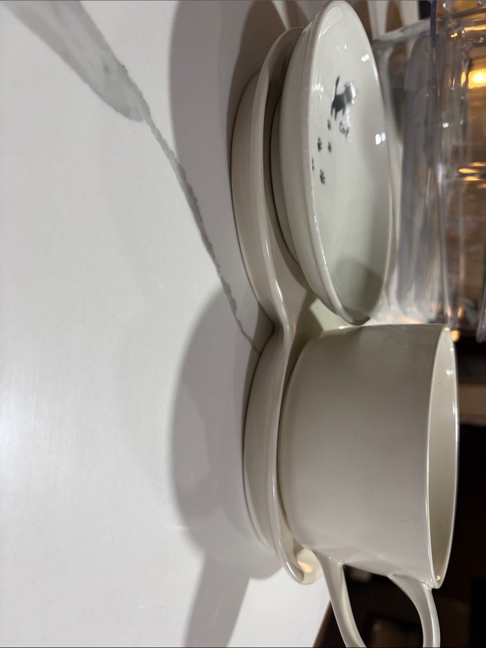 Neutral Cream Ceramic Coffee Cup and Saucer Set